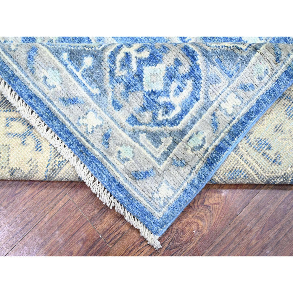 Steel Blue, Anatolian Village Inspired Soft Wool Hand Knotted Rug, 8'x10'1"