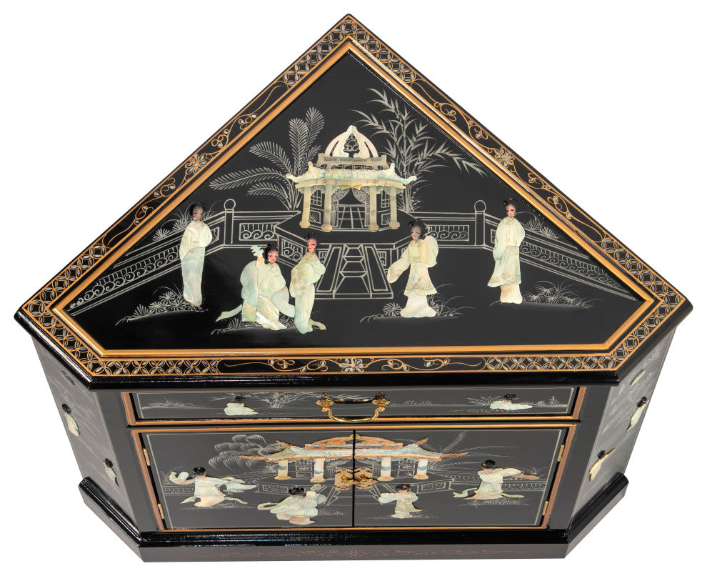 Black Lacquer Corner Cabinet Royal Ladies