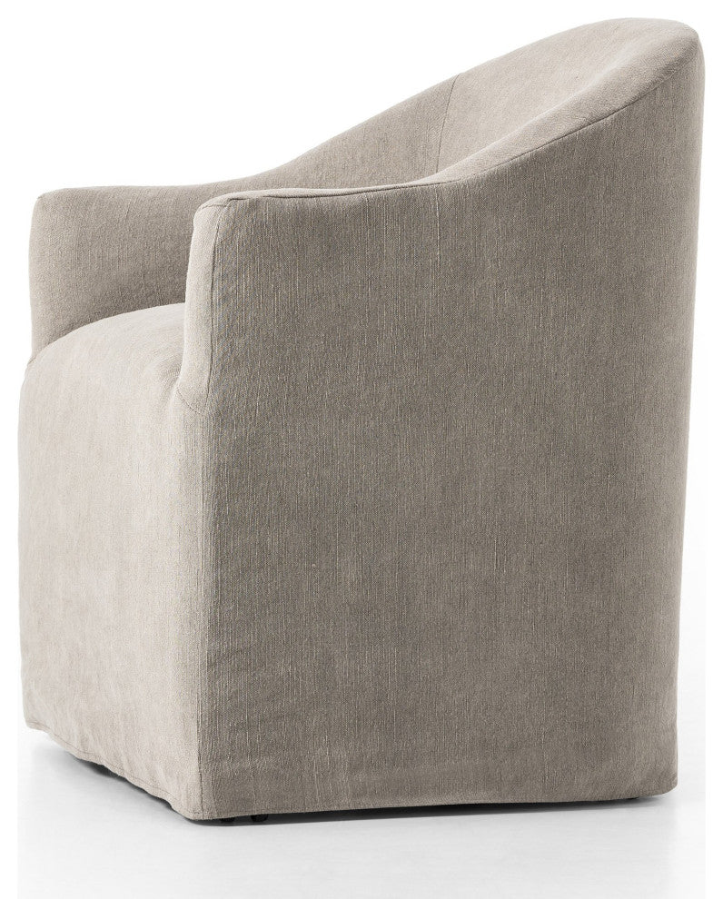 Cove Dining Chair With Casters Heather Twill Stone