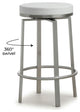 Pratt Swivel Counter Stool, Modern PU Leather Stainless Steel Stool SetOf2, Whit