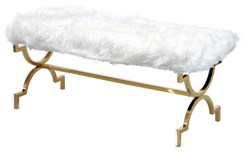 White and Gold Stainless Steel Bench