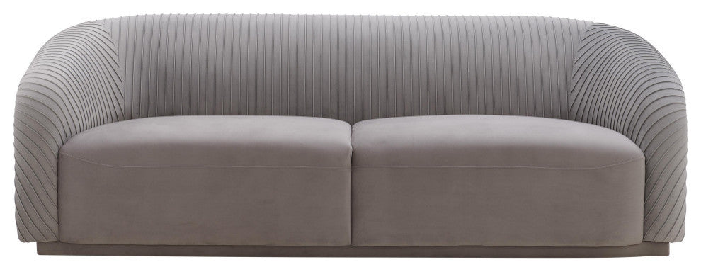 Yara Pleated Grey Velvet Sofa