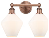 Cindyrella 2-Light 17" Vanity Light, Antique Copper, Cased Matte White Shade