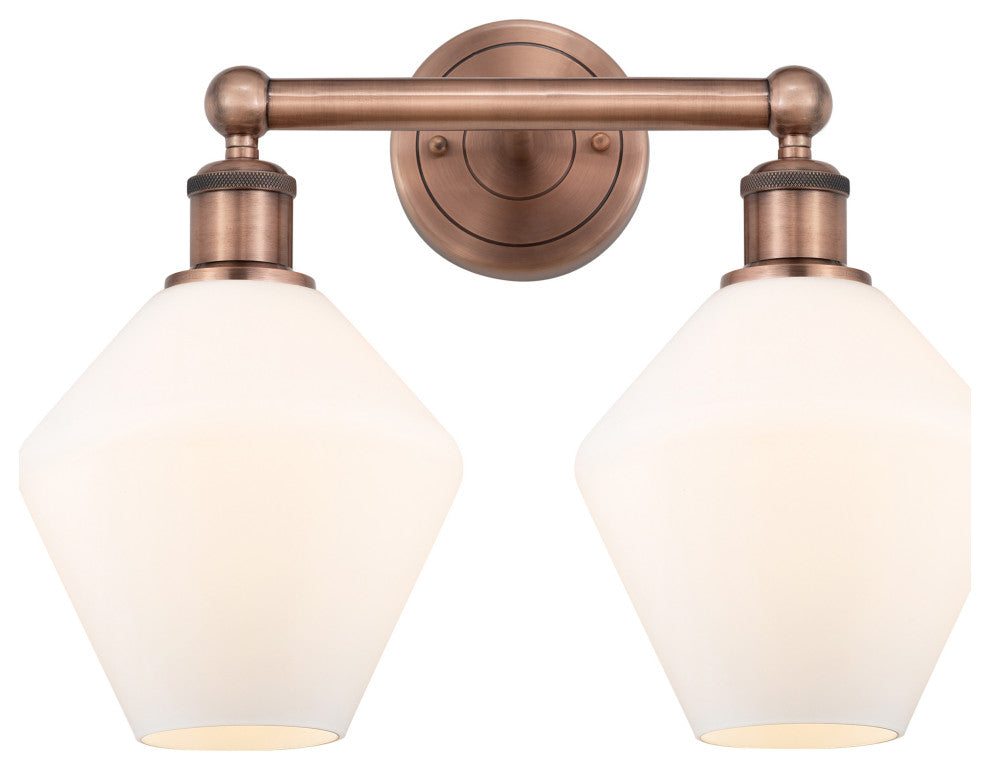 Cindyrella 2-Light 17" Vanity Light, Antique Copper, Cased Matte White Shade