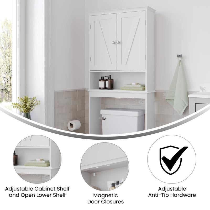 Dune Farmhouse Over the Toilet Bathroom Storage Cabinet, White