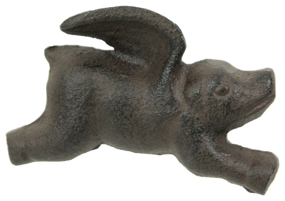 Set of 6 Cast Iron Flying Pig Drawer Pulls Decorative Cabinet Knobs Home Decor