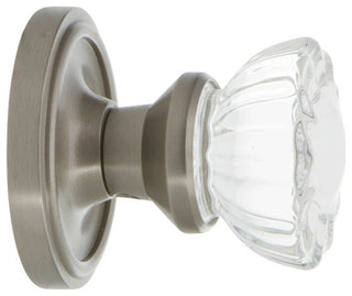 Classic Rosette Passage Crystal Glass Knob, Satin Nickel
