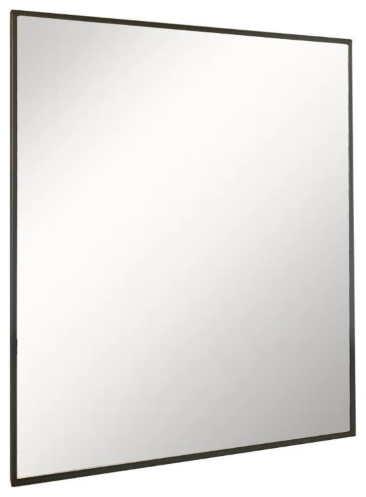 Rectangular Metal Frame Mirror, Matte Black