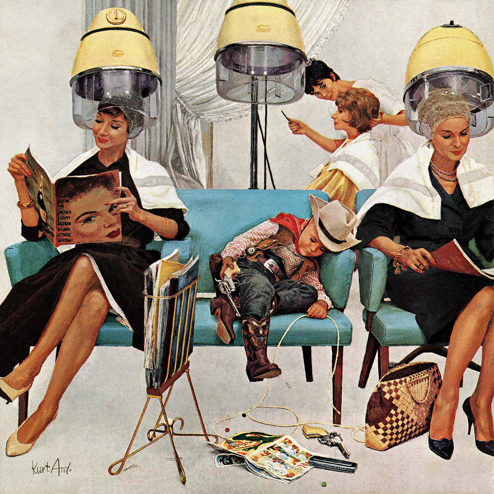 "Cowboy Asleep in Beauty Salon" Print on Canvas by Kurt Ard