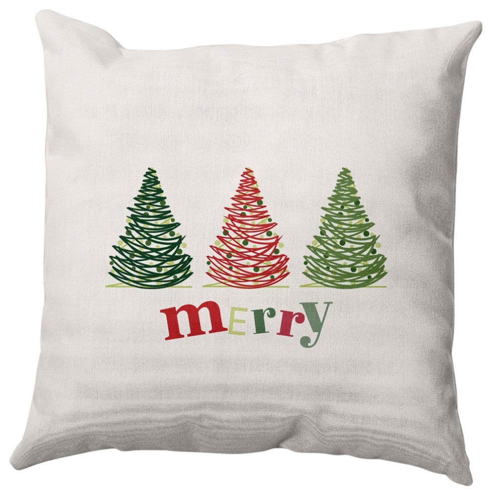 Merry Trees Decorative Throw Pillow, Multi-Traditional, 20"x20"