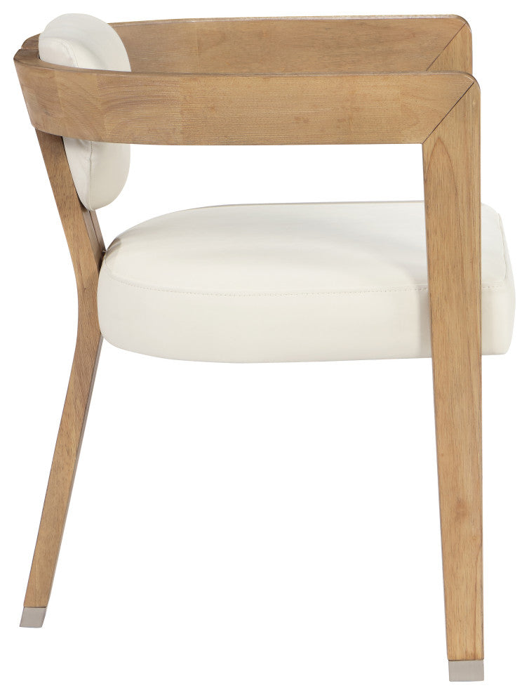 Carlyle Faux Leather Upholstered Dining Chair, Cream, Natural Finish