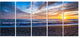 "Cloudy Sky With Bright Full Yellow Sun" Beach Wall Art, 5 Panels, 60"x28"