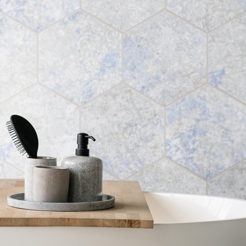 Emotion Hex Grey Porcelain Floor and Wall Tile