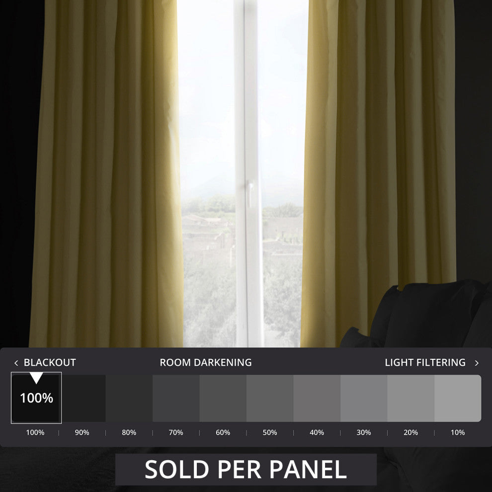 Solid Cotton Blackout Curtain Single Panel, Light Ochre, 50w X 108l