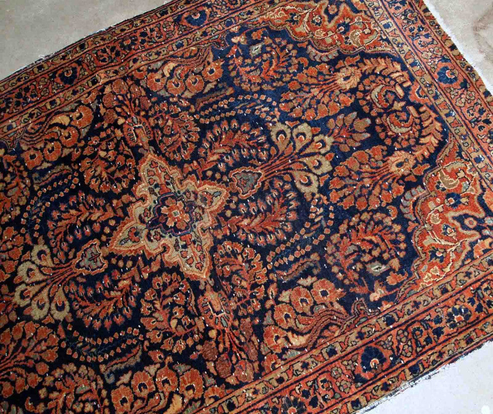 Handmade Antique Persian Sarouk Rug, 3.4'x5.3', 103cmx161cm 1920s
