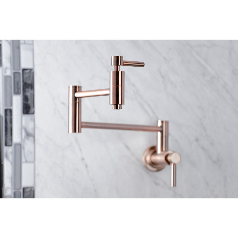 KS810DLAC Concord Wall Mount Pot Filler Kitchen Faucet, Antique Copper