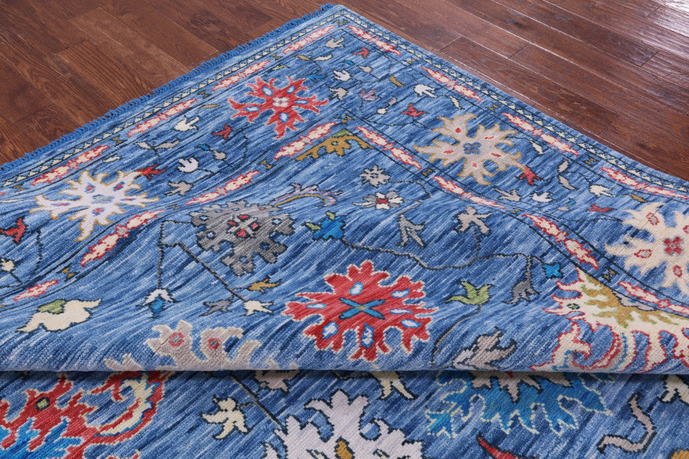 8' 11" X 12' 1" Hand-Knotted Turkish Oushak Wool Rug - Q14953