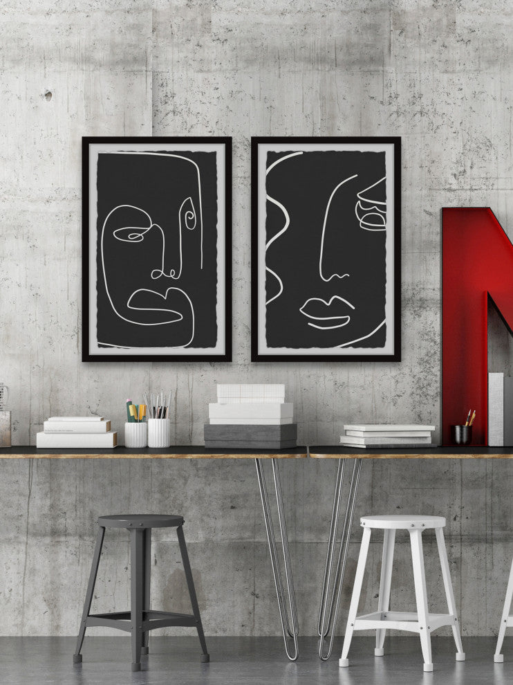 Dramatic Reactions Diptych, Set of 2, 20x30 Panels