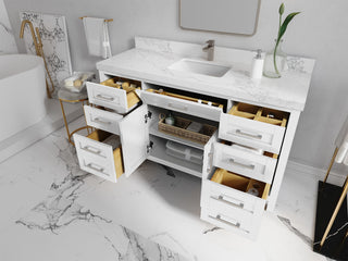 Cambridge 60 Single Bathroom Vanity in White 2" Carrara Quartz