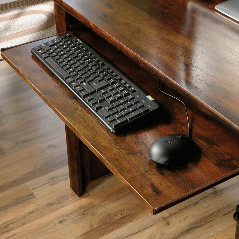 Spacious Desk, Sliding Keyboard Tray & Hutch With Several Shelves, Curado Cherry