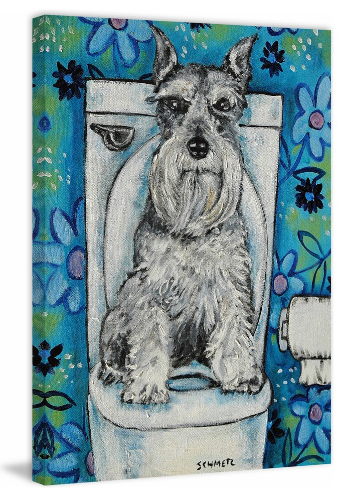 "Schnauzer" Painting Print on Wrapped Canvas, 16"x24"