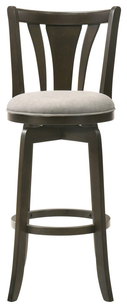 Elle Wood and Fabric Barstool, Gray, 26" Counter Height