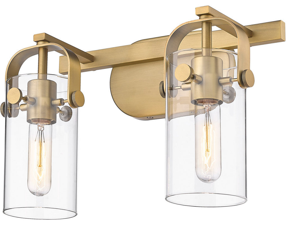 Innovations 423-2W-BB-4CL-LED Pilaster 2 Light Bath Vanity Light, Brushed Brass