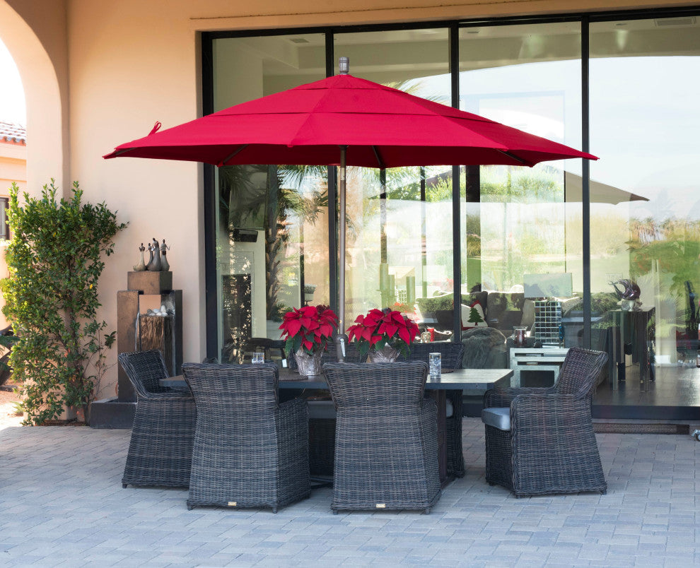 9' Aluminum Umbrella Auto Tilt Bronze, Taupe