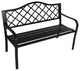 Sunnydaze Black Cast Iron Metal Lattice Outdoor Patio Garden Bench, 50"