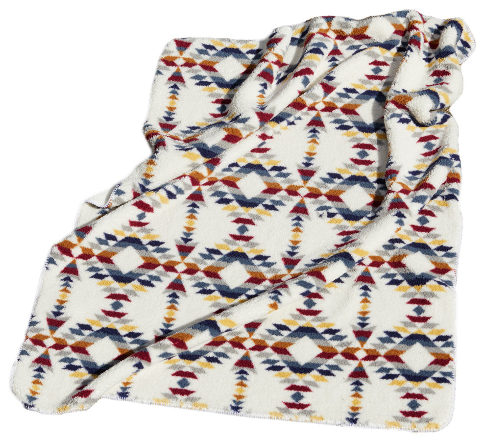 Sherpa Faux Throws 50"X60" Navajo Print Grey, Aztec Print Multi