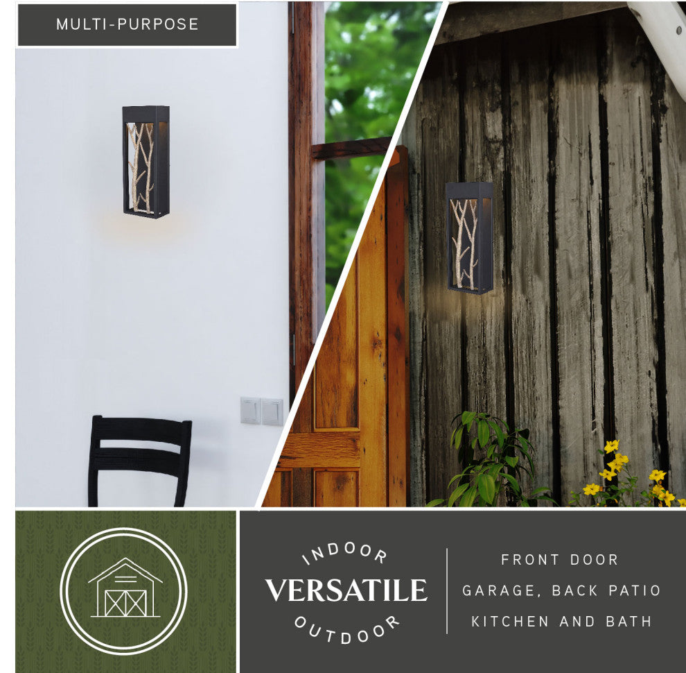 Ocala 6"W LED Outdoor Wall Light Textured Black with Poplar