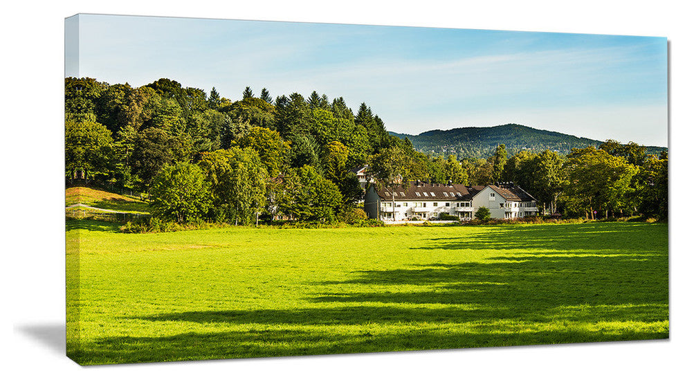 Alone Farmhouse in Meadow, Landscape Canvas Art Print, 60"x28"