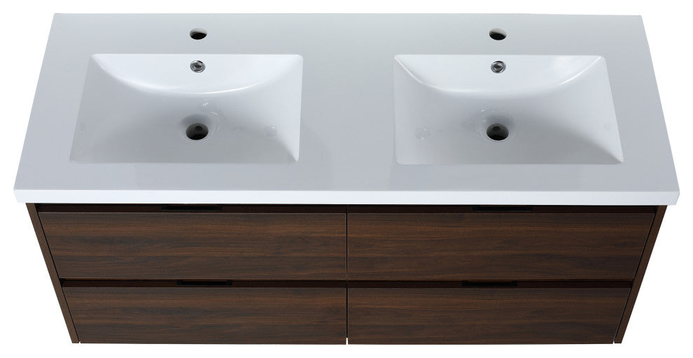 Wall-Mounted Plywood Bath Vanity Set, Integrated Sink