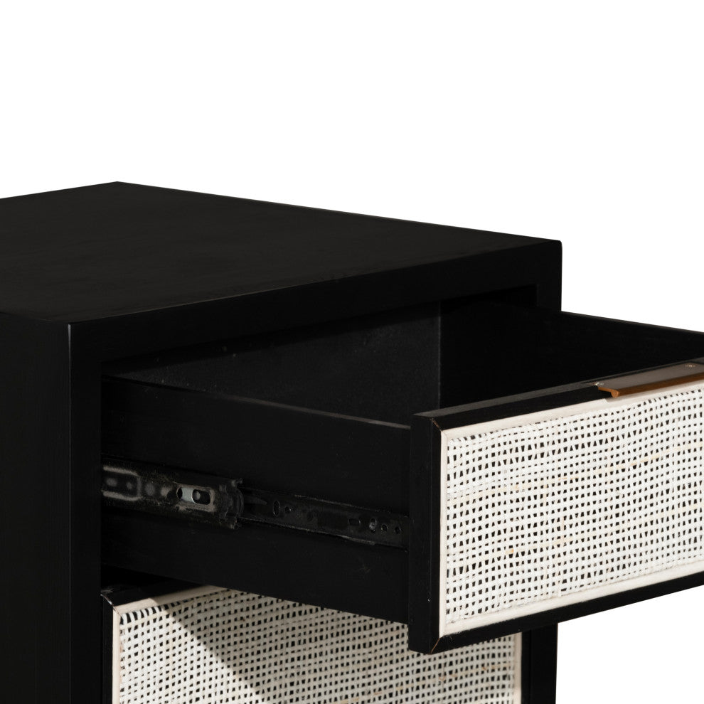 Rattan Filing Cabinet, Black/Beige