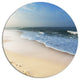 Clam Tropical Beach With Footprints, Seashore Round Wall Art, 23"