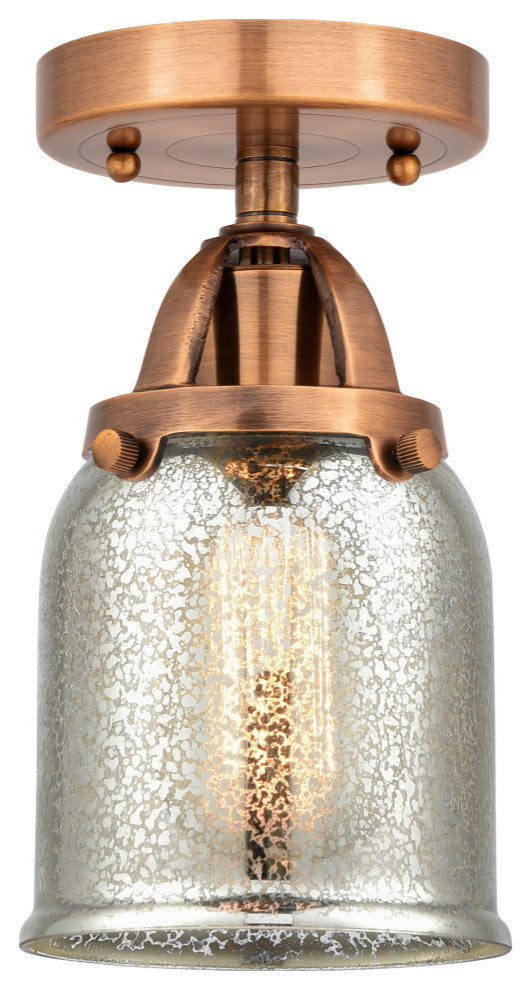 Small Bell Semi-Flush Mount, Antique Copper, Silver Plated Mercury
