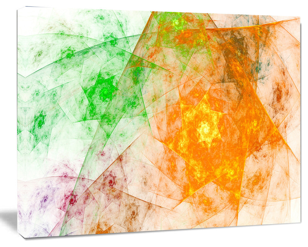 Green Yellow Rotating Polyhedron, Oversized Abstract Canvas Art Print, 60x40