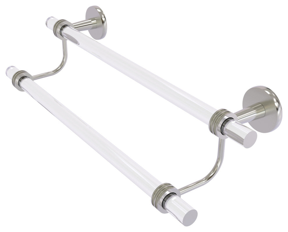 Clearview 24" Double Towel Bar with Dotted Accents, Satin Nickel