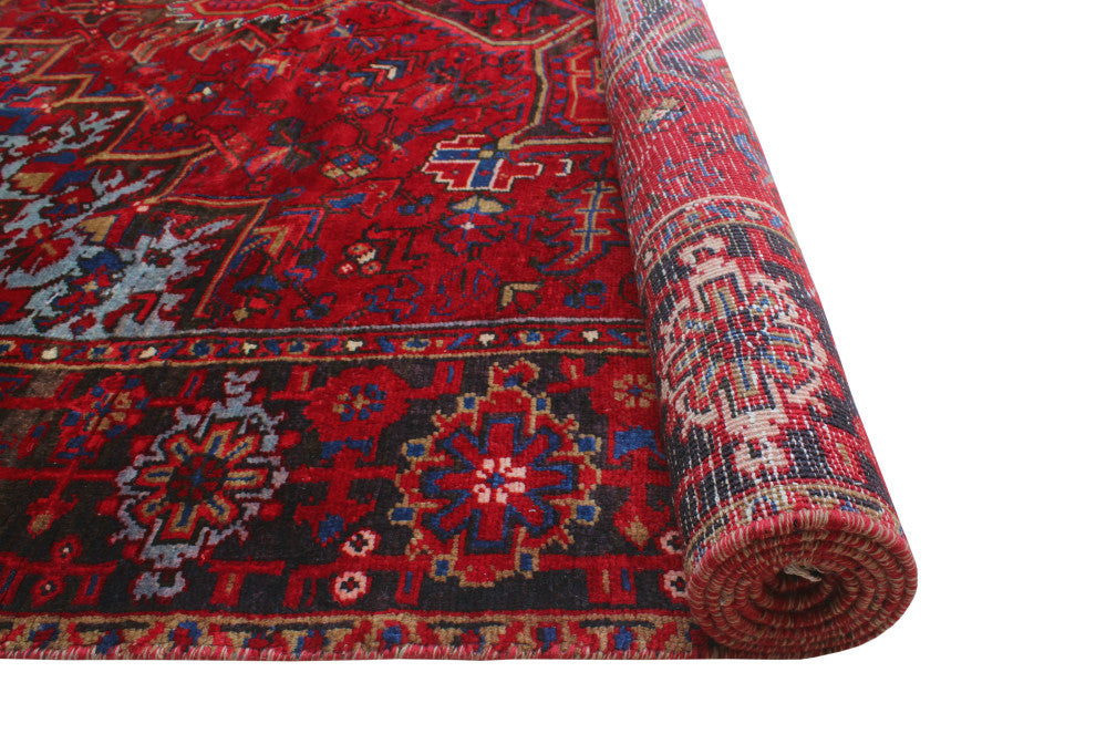 Fine Vintage Heriz Makbule Red/Charcoal Rug, 7'7 x 9'9