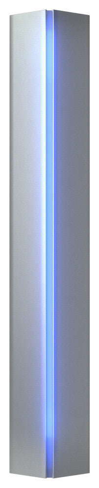 Gallery Small Sconce, Vintage Platinum Finish, Blue Glass