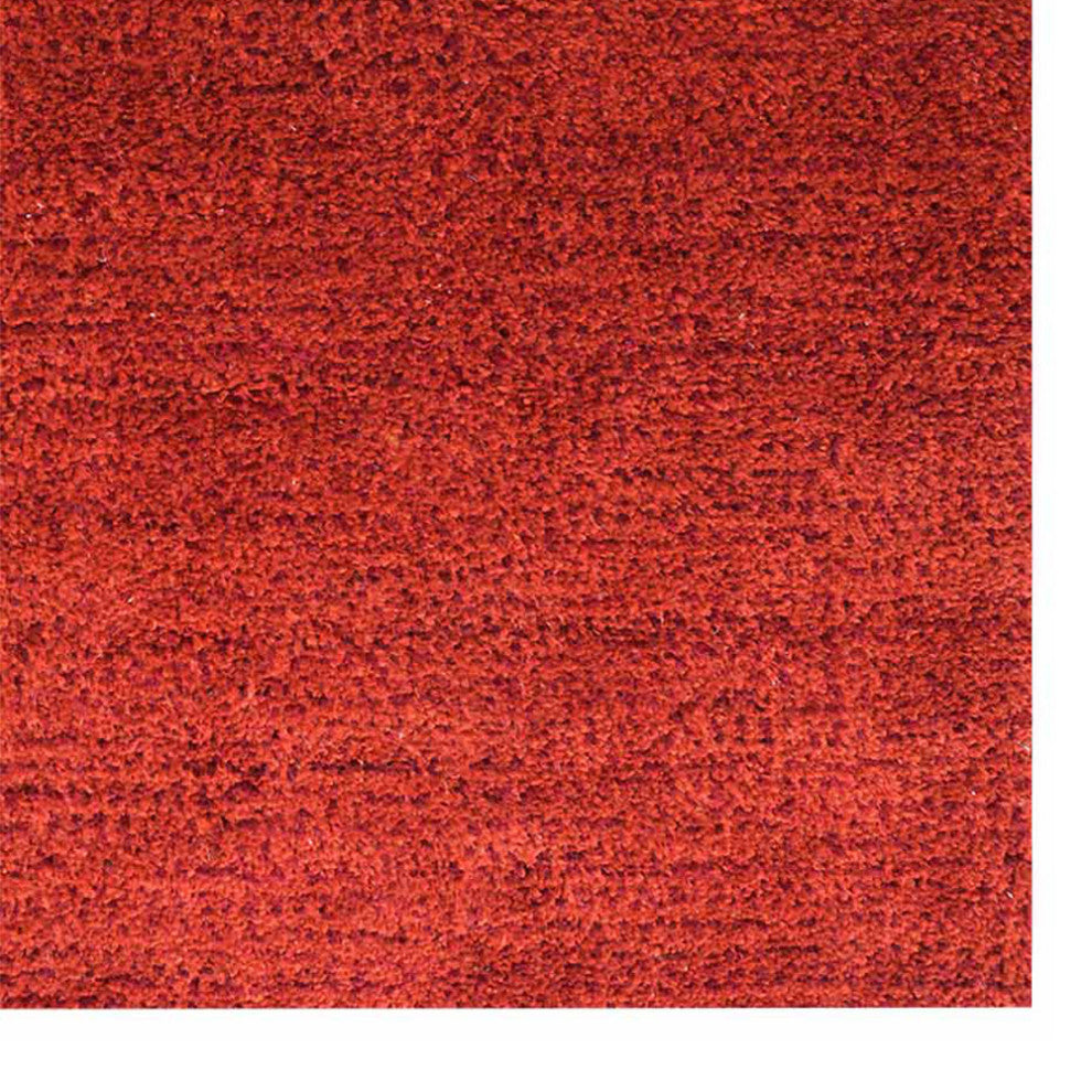 Hand Knotted Loom Silk Area Rug Solid Light Red