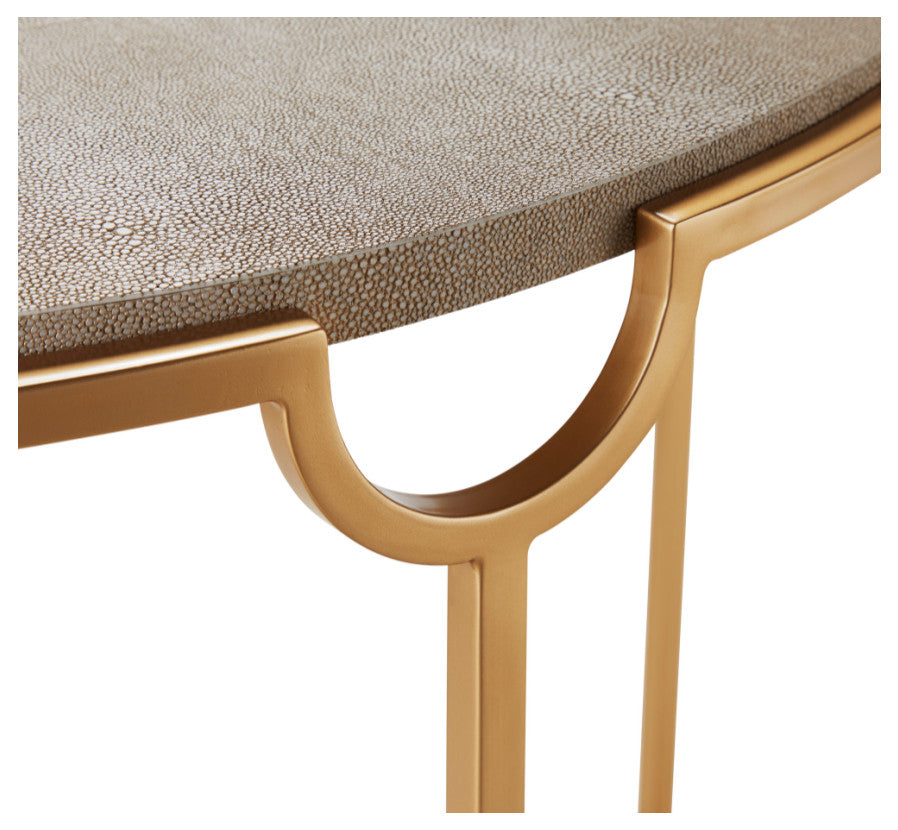 Half Moon Cream Shagreen Console Table, Andrew Martin Elise