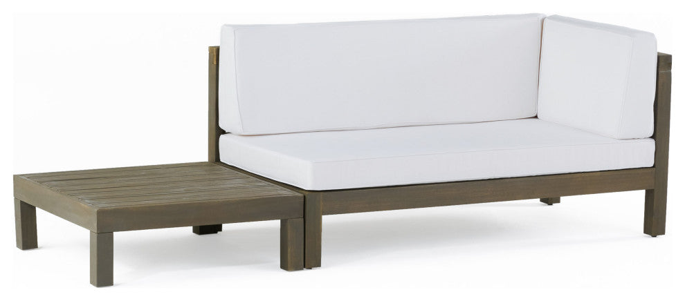Cascada Outdoor Right Arm Loveseat and Coffee Table Set, White/Gray