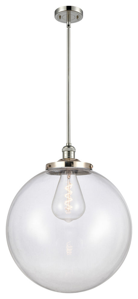 Beacon Pendant, Polished Nickel, Clear