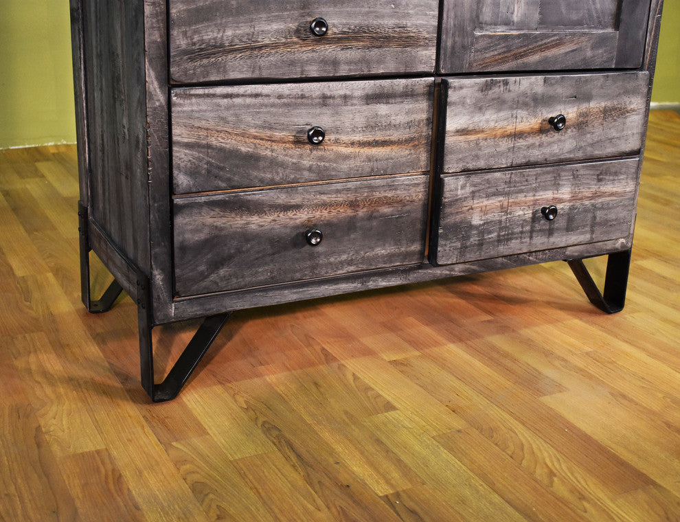 Sawyer Parota Wood 5-Drawer 1-Door Chest, Highboy Dresser