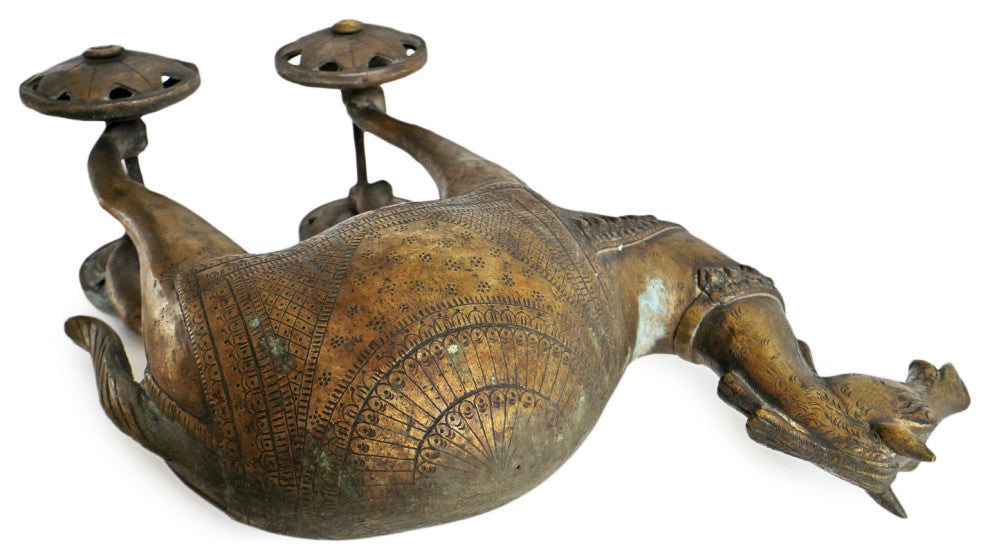 Antique Brass India Camel on Wheels