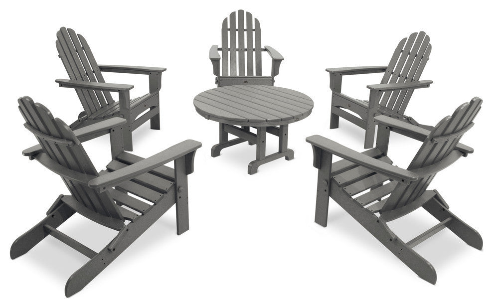 Cape Cod 6-Piece Folding Adirondack Conversation Set, Stepping Stone