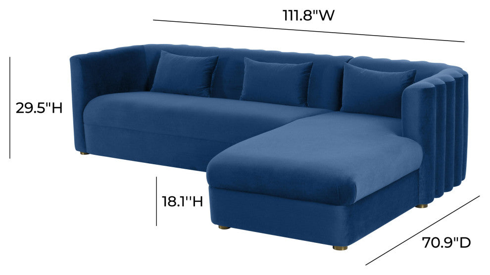 Callie Velvet Sectional, Navy, Raf