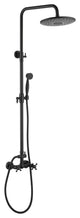 10inch Wall Mount Exposed Pipe Rainfall Shower System with Hand Shower, Matte Black