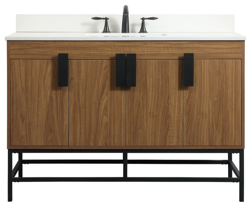 VF48848WB-BS 48" Single Bathroom Vanity, Walnut Brown With Backsplash
